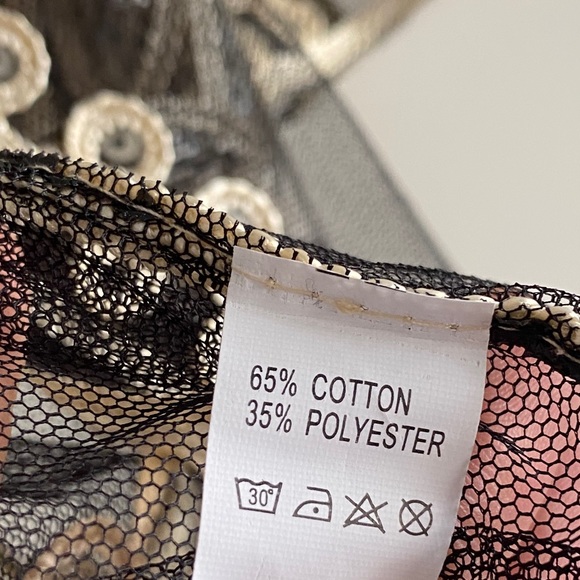 Vintage Simply Couture Floral Mesh Sequined Blouse Top Jacket Black & Ivory L - Picture 7 of 9